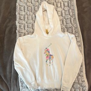 Girls Ralph Lauren Cream Floral Logo Hoodie